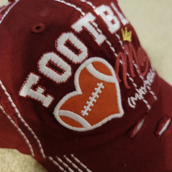 Distressed Burgundy Football Mama Hat - Picture 6 of 8